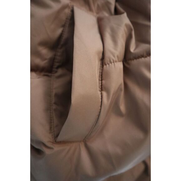 Old Navy Women's Sz M Brown Water-Resistant Quilted Long Hooded Puffer Coat - Picture 8 of 14